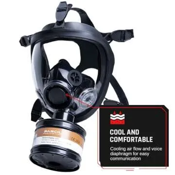 ST-100X Military Grade Full Face Respirator Mask with Advanced Air Filtration - For Chemical, Smoke, and Particulate Protection in Emergency Situations