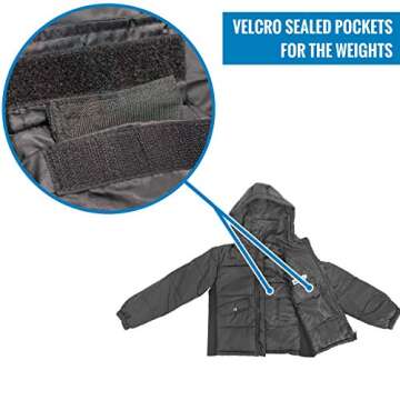 ZooVaa Weighted Jacket for Kids - Children's Weighted Compression Puffer Jacket w/Hoodie and Removable Weights (Medium)