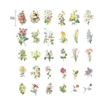 Floral Washi Planner Sticker Set - 60 Colorful Adhesive Stickers