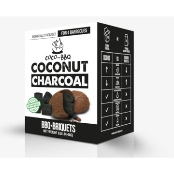 Coconut Charcoal BBQ Briquettes | Organic, Long-Burn, High Heat, Low Ash, No Sparks | Perfect for Ch...