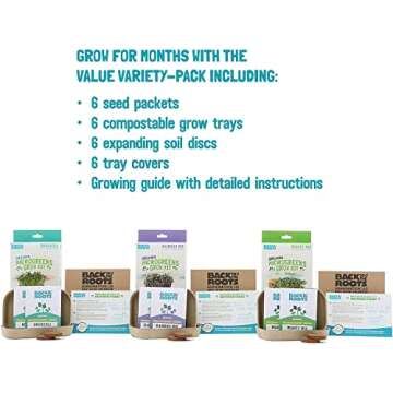 Back to the Roots DIY Microgreen Grow Kit, 6-Grow Variety Pack