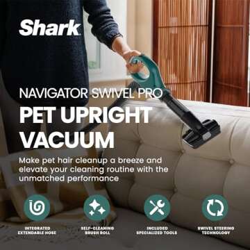 SHARK ZU51 Navigator Swivel Pro Pet Upright Vacuum with Self-Cleaning Brushroll, Green (Renewed)