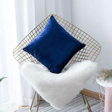 Home Brilliant Royal Blue Pillow Covers Supersoft Square Decorative Pillow Cases for Couch Velvet Throw Pillows for Bedroom, Set of 2, 18 x 18 inches (45x45cm), Royal Blue