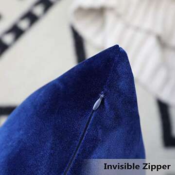 Home Brilliant Royal Blue Pillow Covers Supersoft Square Decorative Pillow Cases for Couch Velvet Throw Pillows for Bedroom, Set of 2, 18 x 18 inches (45x45cm), Royal Blue