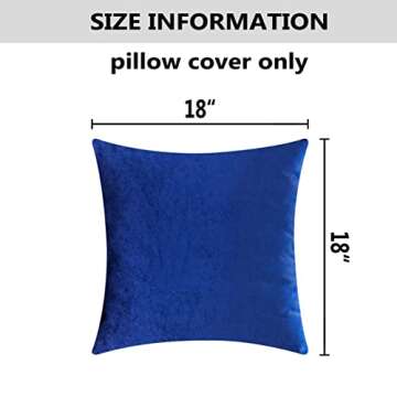 Home Brilliant Royal Blue Pillow Covers Supersoft Square Decorative Pillow Cases for Couch Velvet Throw Pillows for Bedroom, Set of 2, 18 x 18 inches (45x45cm), Royal Blue