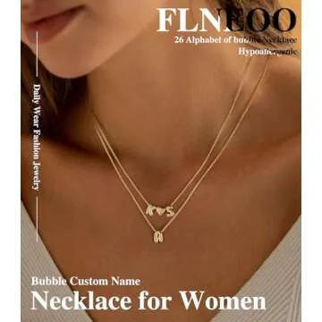 Custom Bubble 3D Letter Necklace Personalized Gift