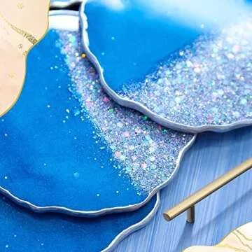 6 Pcs Large Resin Tray Molds with Gold Handles Set