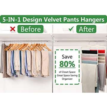 Closet Organizers and Storage,Magic Pants Hangers Space Saving,Velvet Hangers for Organization and S...
