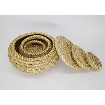 Set of 3 Handmade Seagrass Woven Baskets for Stylish Storage