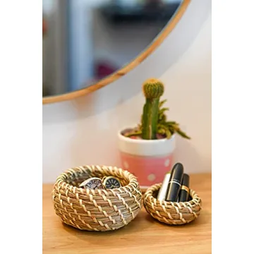 Set of 3 Handmade Seagrass Woven Baskets for Stylish Storage