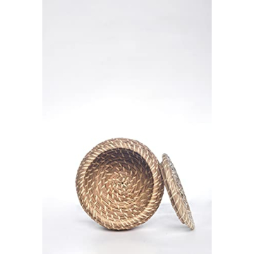 Set of 3 Handmade Seagrass Woven Baskets for Stylish Storage