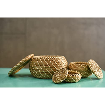 Set of 3 Handmade Seagrass Woven Baskets for Stylish Storage