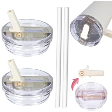 40oz Tumbler Detachable Flip Straw Lid for Stanley Cup Accessory, Lids for Stanley Cups, Leak Proof Lids with Stanley Cup, Accessories Compatible with Stanley Cups Cover (Cream & Cream)