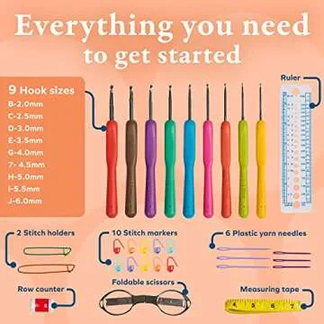 BeCraftee Crochet Hooks Kit - 31 Piece Ergonomic Set