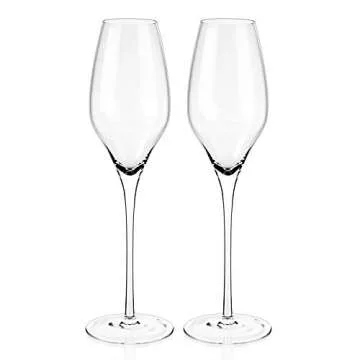 LUXBE Champagne Crystal Glasses Set - Modern Elegance