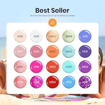 Beetles Summer Gel Nail Polish, 20 Colors Blue Nude Pink Purple Orange Glitter Gel Polish Glamour Ga...
