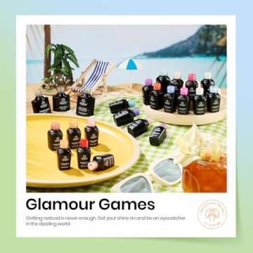 Beetles Summer Gel Nail Polish, 20 Colors Blue Nude Pink Purple Orange Glitter Gel Polish Glamour Games Collection with Base Top Coat Nail Art Soak off Gel Nail Manicure Gift for Girls Women