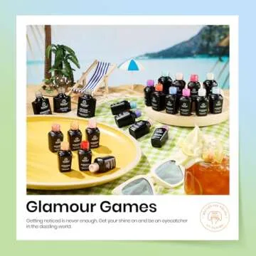 Beetles Summer Gel Nail Polish, 20 Colors Blue Nude Pink Purple Orange Glitter Gel Polish Glamour Games Collection with Base Top Coat Nail Art Soak off Gel Nail Manicure Gift for Girls Women