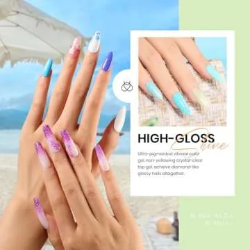 Beetles Summer Gel Nail Polish, 20 Colors Blue Nude Pink Purple Orange Glitter Gel Polish Glamour Games Collection with Base Top Coat Nail Art Soak off Gel Nail Manicure Gift for Girls Women