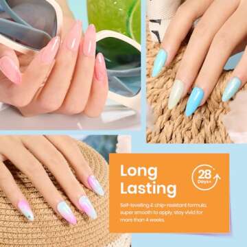 Beetles Summer Gel Nail Polish, 20 Colors Blue Nude Pink Purple Orange Glitter Gel Polish Glamour Games Collection with Base Top Coat Nail Art Soak off Gel Nail Manicure Gift for Girls Women