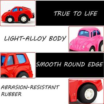 UiiQ Pull Back Die cast Vehicles 6 Pack Assorted Mini City Series Alloy Model Car Playset Police Sports Beetle Car and School Bus Truck SUV Style May Vary