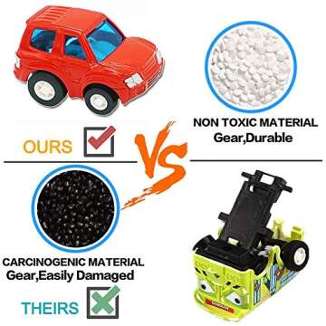 UiiQ Pull Back Die cast Vehicles 6 Pack Assorted Mini City Series Alloy Model Car Playset Police Sports Beetle Car and School Bus Truck SUV Style May Vary