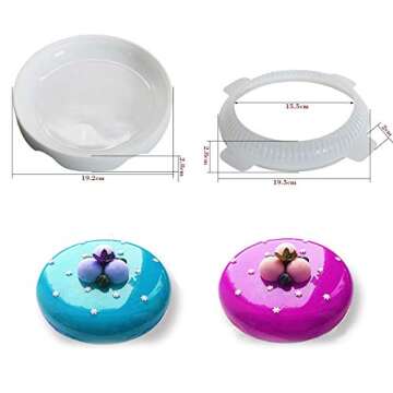 FOUR-C Silicone Mold for Baking 7-inch Heart Upgraded Edition Mold Chocolate Mousse Cake Dessert Molds (3D Round)