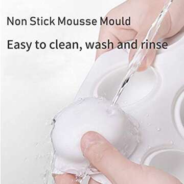 FOUR-C Silicone Mold for Baking 7-inch Heart Upgraded Edition Mold Chocolate Mousse Cake Dessert Molds (3D Round)