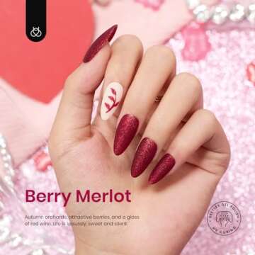 Beetles Gel Nail Polish, 6 Colors Red Burgundy Red Glitter Pink Purple Glitter Gel Polish Berry Merlot Collection Soak off Uv LED Cured Nail Art Design Salon Home Gift for Women