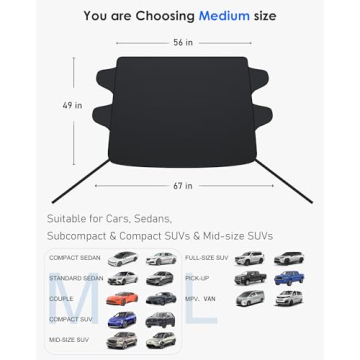 JUXMY Windshield Cover for Snow - Heavy Duty & Durable