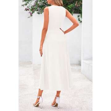 PRETTYGARDEN Spring Casual Dresses for Women 2025 Summer Business Work Midi Sleeveless A Line Pleate...