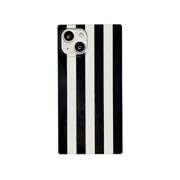 Rectangle Black White Striped Phone Case for iPhone 15 Pro - Luxury Zebra Design