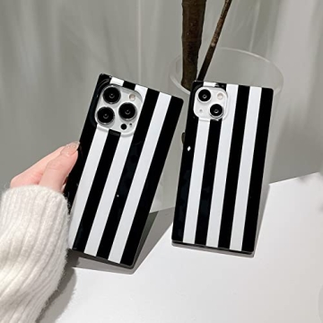 Rectangle Black White Striped Case for iPhone 15 Pro