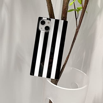 Rectangle Black White Striped Case for iPhone 15 Pro