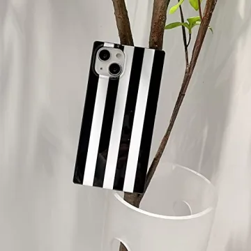 Rectangle Black White Striped Case for iPhone 15 Pro