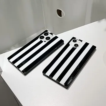 Rectangle Black White Striped Case for iPhone 15 Pro