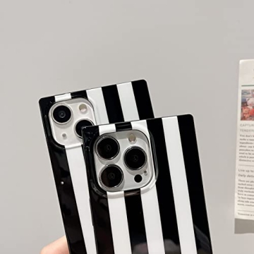 Rectangle Black White Striped Case for iPhone 15 Pro