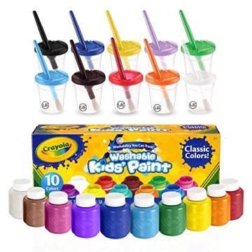 Kids Painting Set, Washable Paint for Kids with Paint Cups and Toddler Paintbrushes, Non Toxic Washa...