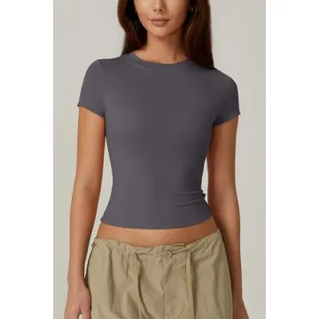 QINSEN Women's Slim Fit Short Sleeve Casual Top