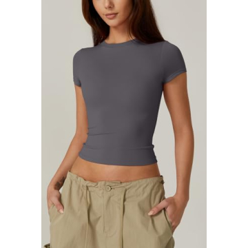 QINSEN Women's Slim Fit Short Sleeve Casual Top