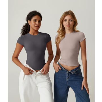 QINSEN Women's Slim Fit Short Sleeve Casual Top