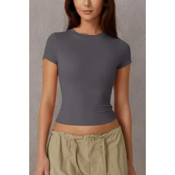 QINSEN Women's Slim Fit Short Sleeve Casual Top