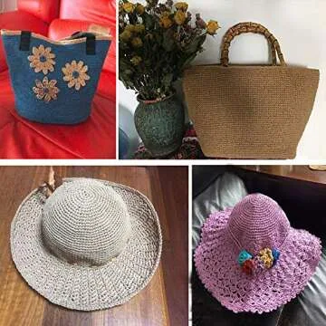 Nature's Cotton Raffia Fibre Summer Sun Hat & Accessory Kit - Dark Gray, 280m/306yds