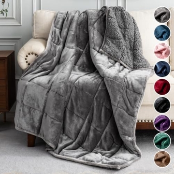 Uttermara Weighted Blanket Queen Size 15lbs 60x80 inches with Soft Plush Fleece, Cozy Warm Sherpa Sn...