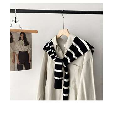 PAODIKUAI Women's Shawl Casual Solid Color Fake Sweater Cape Shoulder Fashion Wrap (Black Stripe)