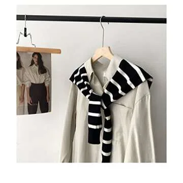 PAODIKUAI Women's Shawl Casual Solid Color Fake Sweater Cape Shoulder Fashion Wrap (Black Stripe)