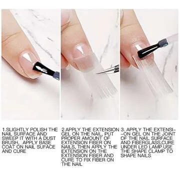 Fiberglass Nail Extension Kit with Building Gel Magical Silk Fiberglass Nail Wrap Form Quick Building Fiber Extension Gel, Nail File, Tweezers, Nail Tips Clip for Gel Extension Nail Art