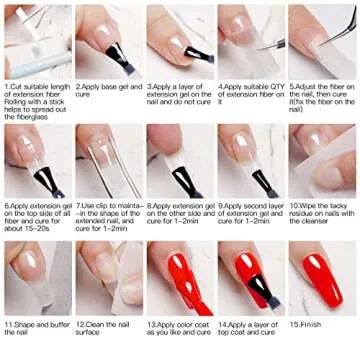 Fiberglass Nail Extension Kit with Building Gel Magical Silk Fiberglass Nail Wrap Form Quick Building Fiber Extension Gel, Nail File, Tweezers, Nail Tips Clip for Gel Extension Nail Art