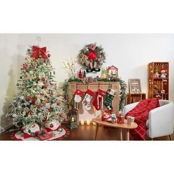 Valery Madelyn 24ct 70mm Joyful Red Green White Christmas Ball Ornaments, Shatterproof Christmas Tree Ornaments for Xmas Decoration