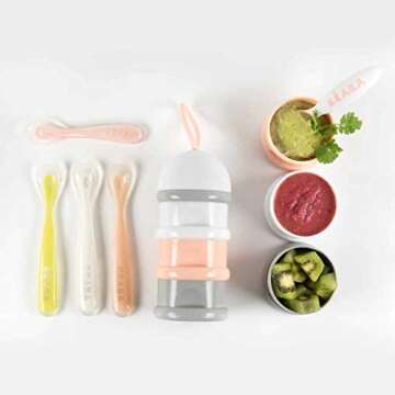 BEABA First Stage Baby Feeding Spoon Set, THE ORIGINAL Soft Tip Silicone Spoons for Babies, Gum Friendly BPA Lead Phthalate and Plastic Free, Great Gift Set (4 Pack), Neon